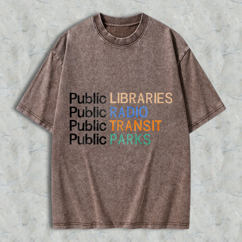 Wardrobecart Libraries Radio Transit Parks Public Unisex Washed T-shirt