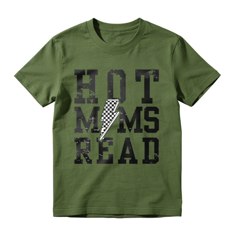 Wardrobecart Hot Mums Read With Lightning Bolt Pattern Unisex Classic T-shirt
