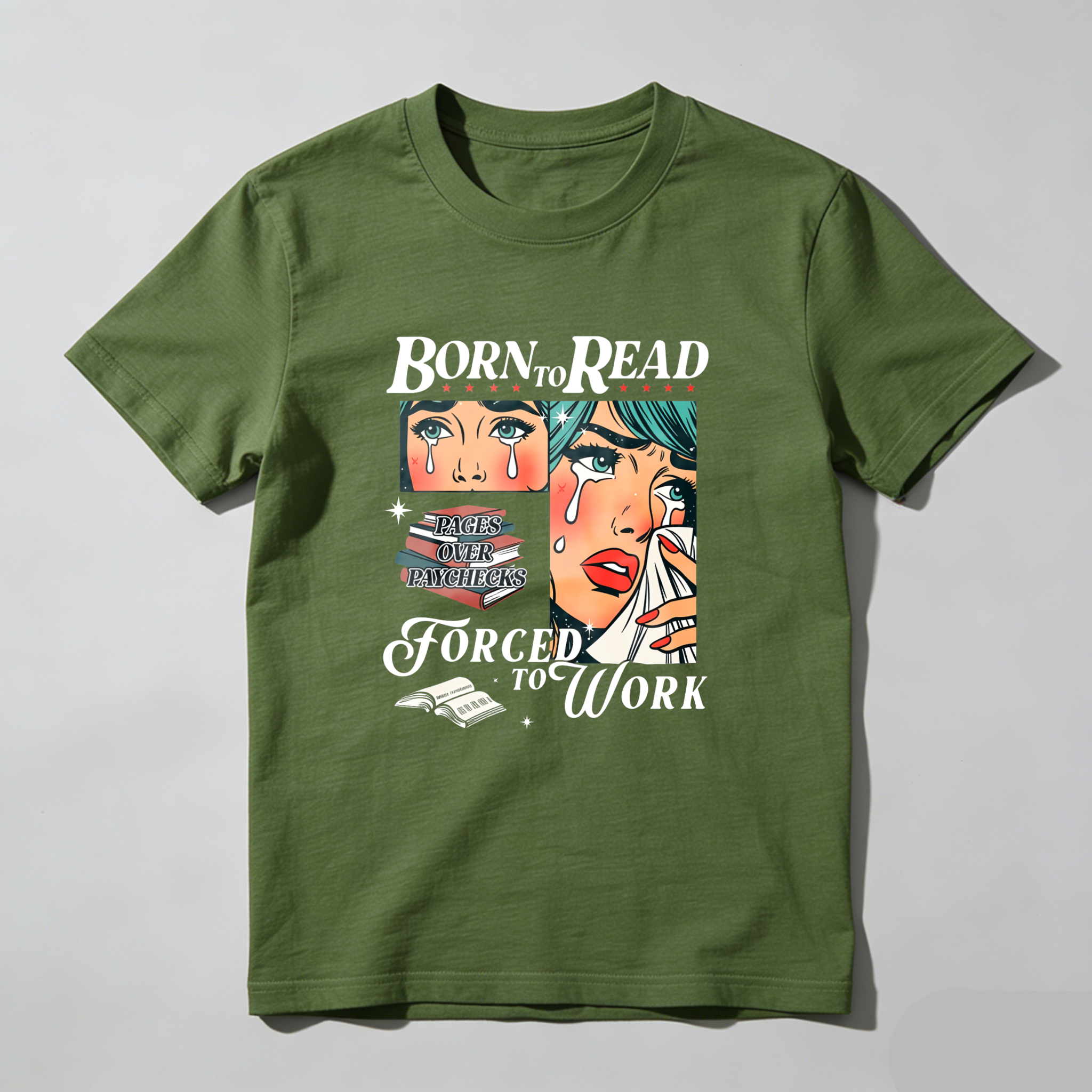 Wardrobecart Born To Read Forced To Work Tshirt