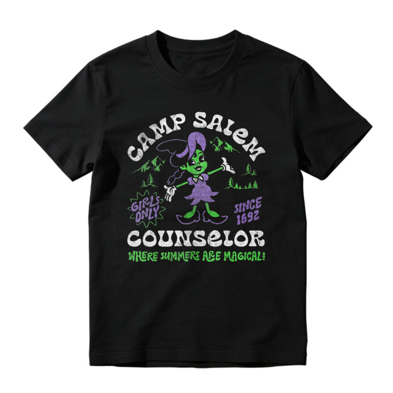 Camp Salem Counselor Since 1692 Girls Only Where Summers Are Magical Witch Graphic T-shirt