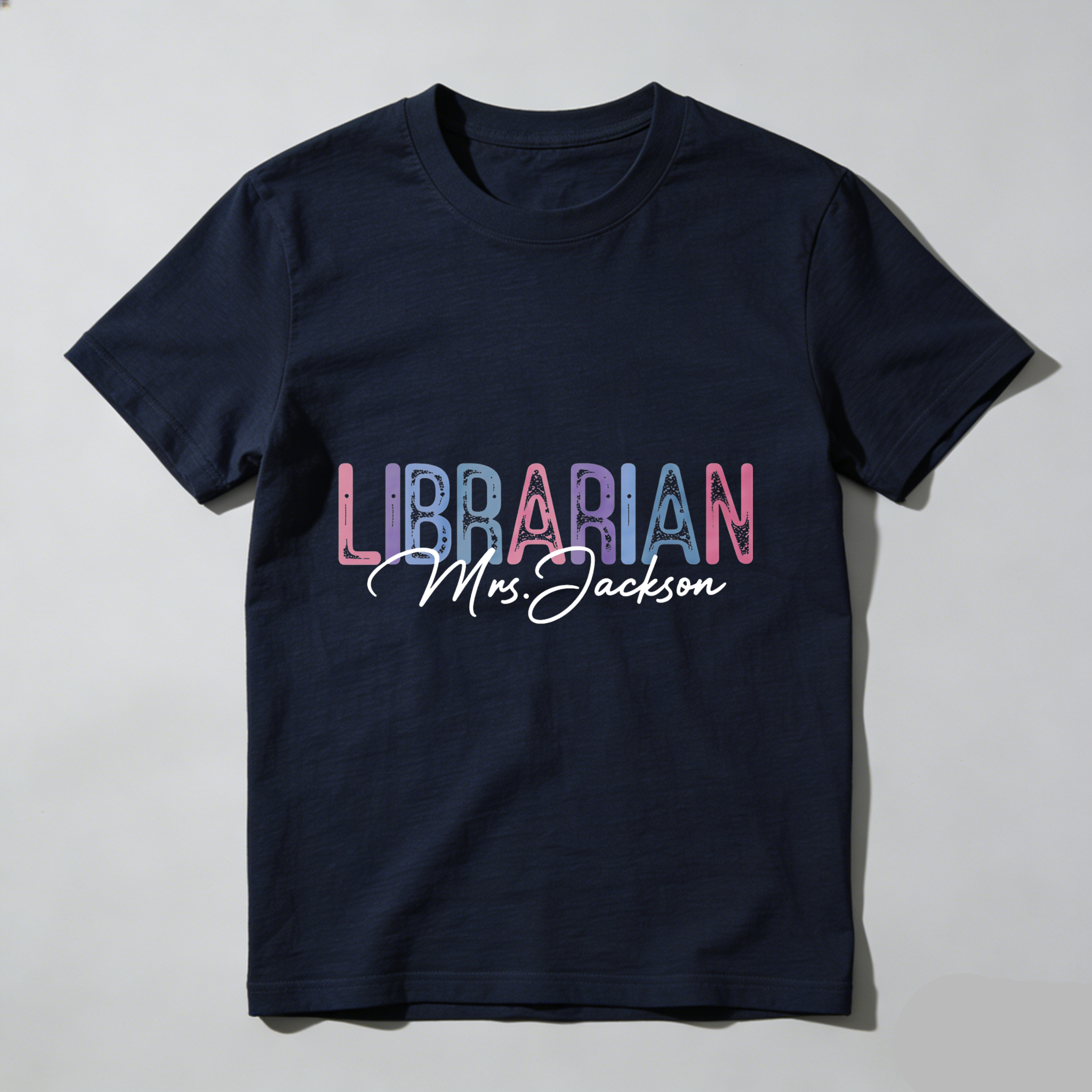 Wardrobecart Librarian Mrs Jackson Colorful Text Design Tshirt