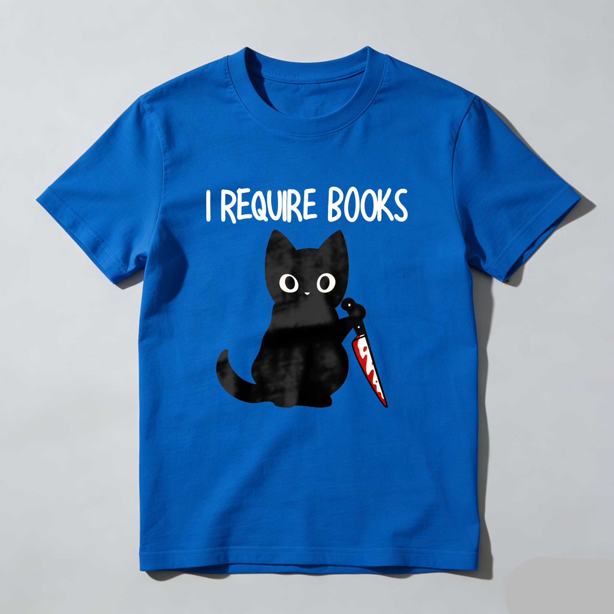 Wardrobecart I Require Books Cat With Knife Tshirt