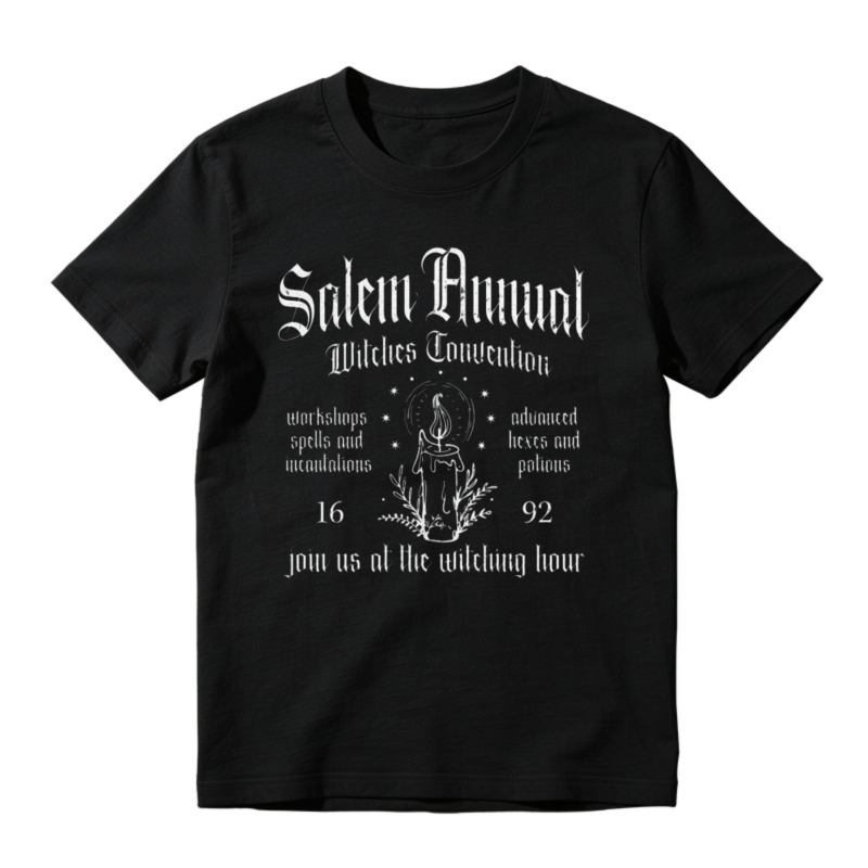 Salem Annual Witches Convention Gothic Vintage Halloween Graphic T-shirt