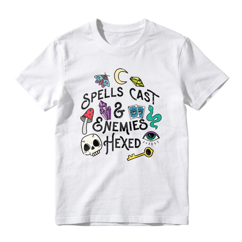 Spells Cast And Enemies Hexed Magic Skull Moon Snake Key Graphic, Unisex Classic T-shirt