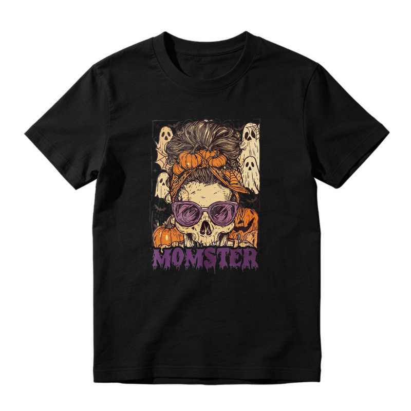 Halloween Skull With Sunglasses And Ghosts Momster Graphic, Unisex Classic T-shirt