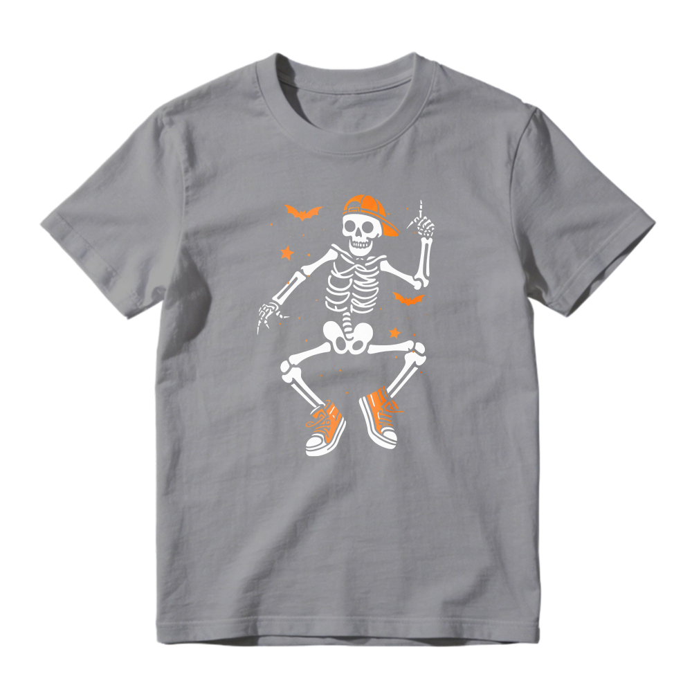 Cool Dancing Skeleton With Orange Cap And Sneakers Halloween Graphic Unisex Classic T-shirt