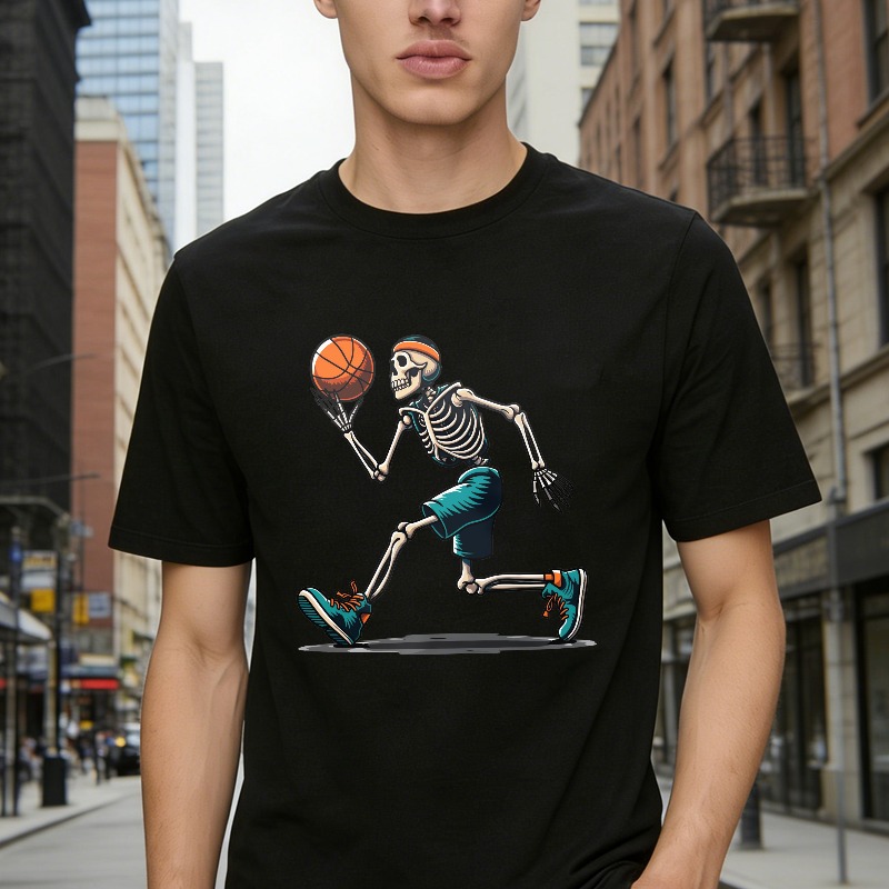 Skeleton Basketball Player Dribbling Ball Graphic Unisex Classic T Shirt