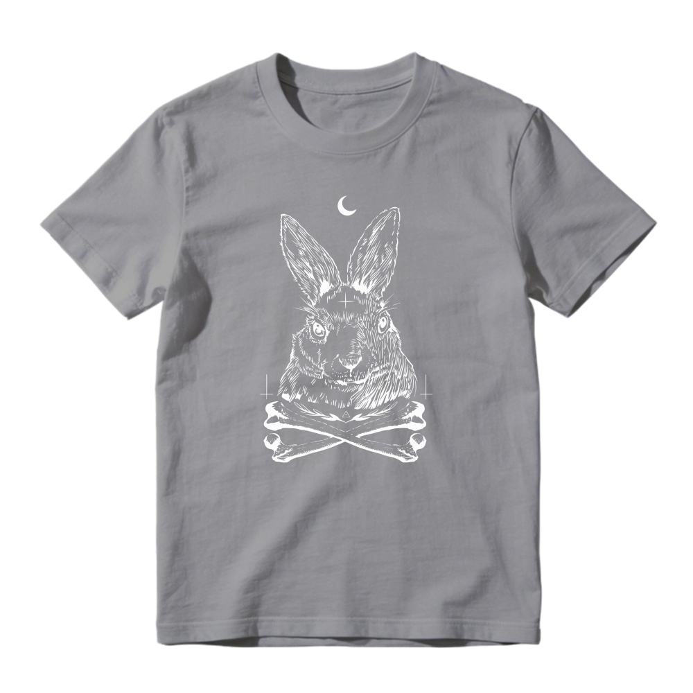 Creepy Rabbit Skull And Crossbones Moon Graphic, Unisex Classic T-shirt