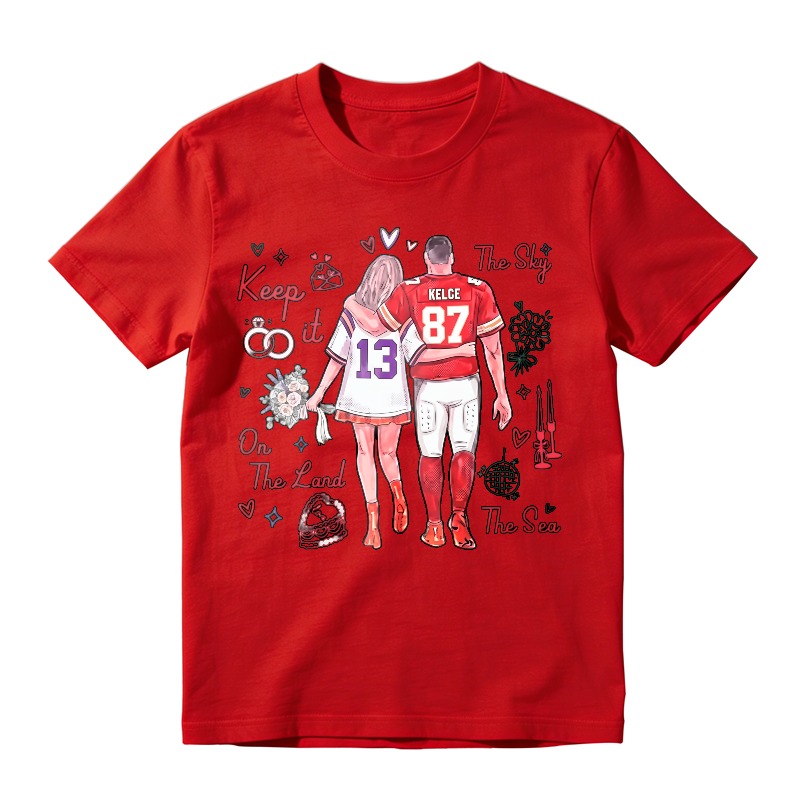 Keep It On The Land The Sky The Sea Football Couple Jersey Number 13 And 87 Kelsey Unisex Classic T-shirt