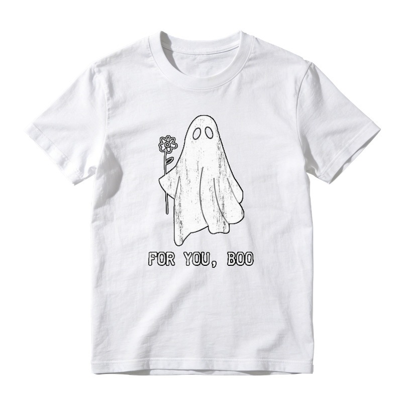 Cute Ghost Holding Flower For You Boo Halloween Funny Graphic T-shirt