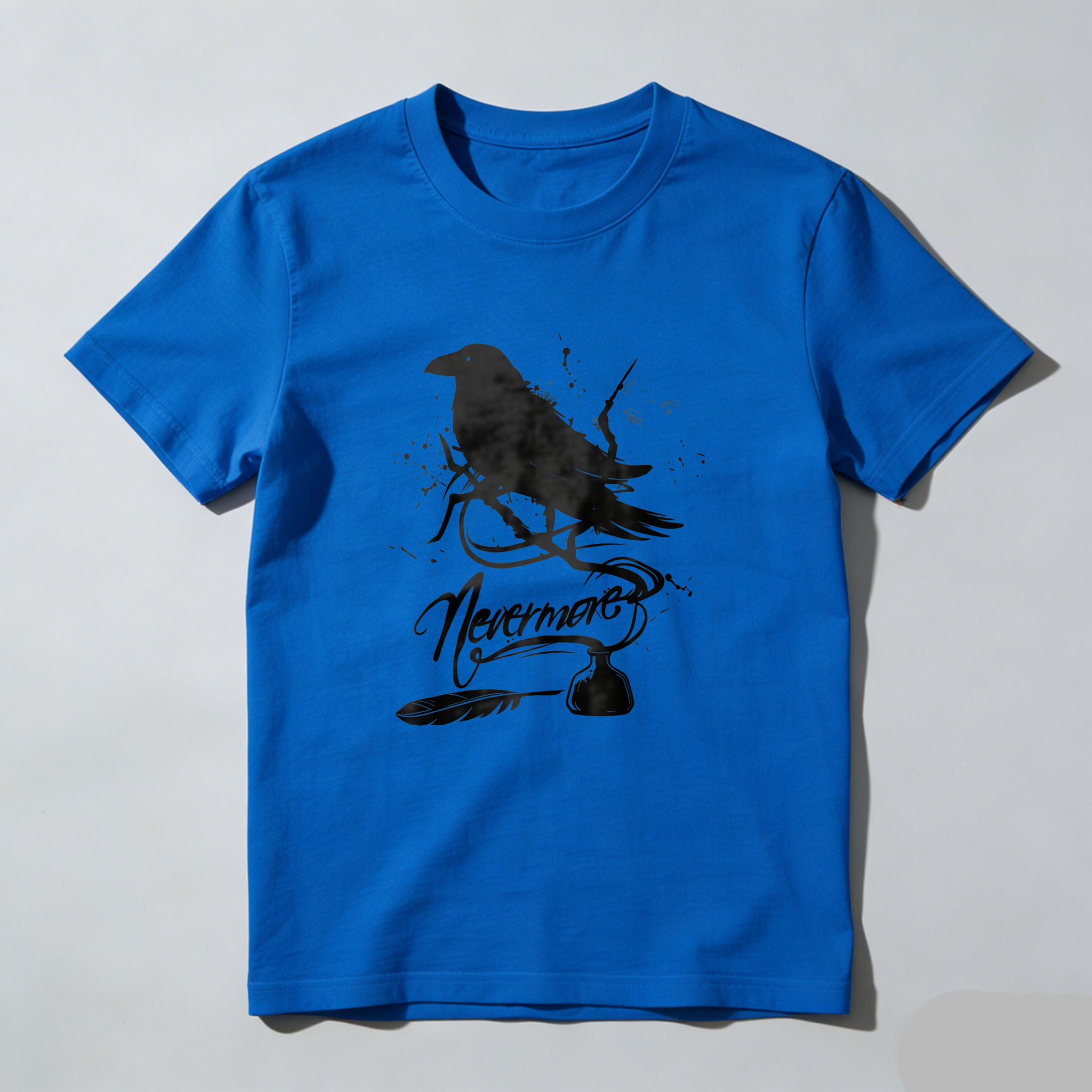 Wardrobecart White Raven Perched On Branch With Nevermore Text Tshirt
