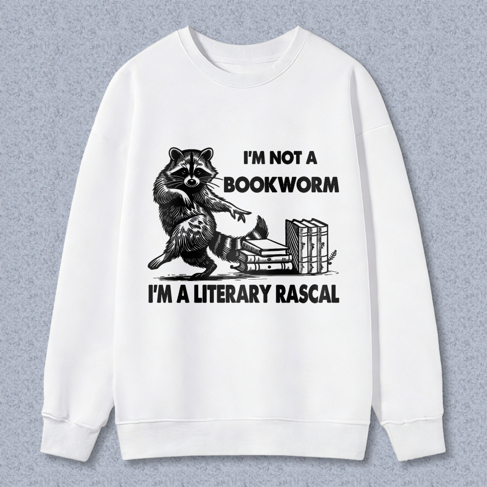 Wardrobecart Raccoon Reading Books I'M Not A Bookworm I'M A Literary Rascal Unisex Classic Sweatshirt