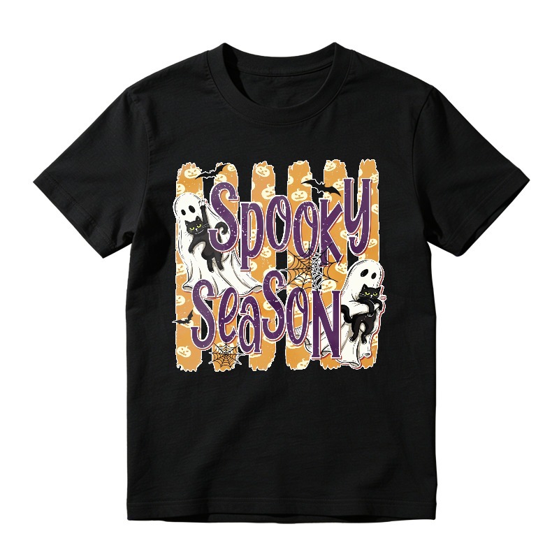 Spooky Season Halloween Ghost Black Cat Bat Spider Web Graphic, Unisex Classic T-shirt