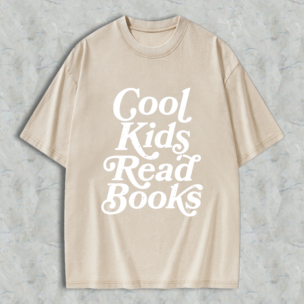 Wardrobecart Cool Kids Read Books Unisex Washed T-shirt