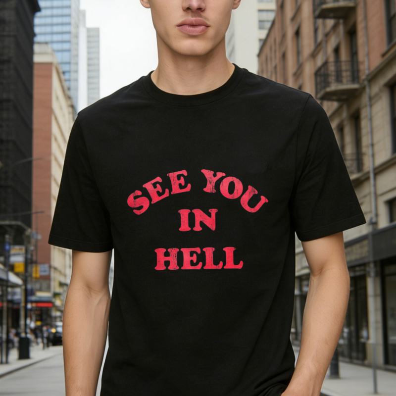 See You In Hell Text Graphic T-shirt