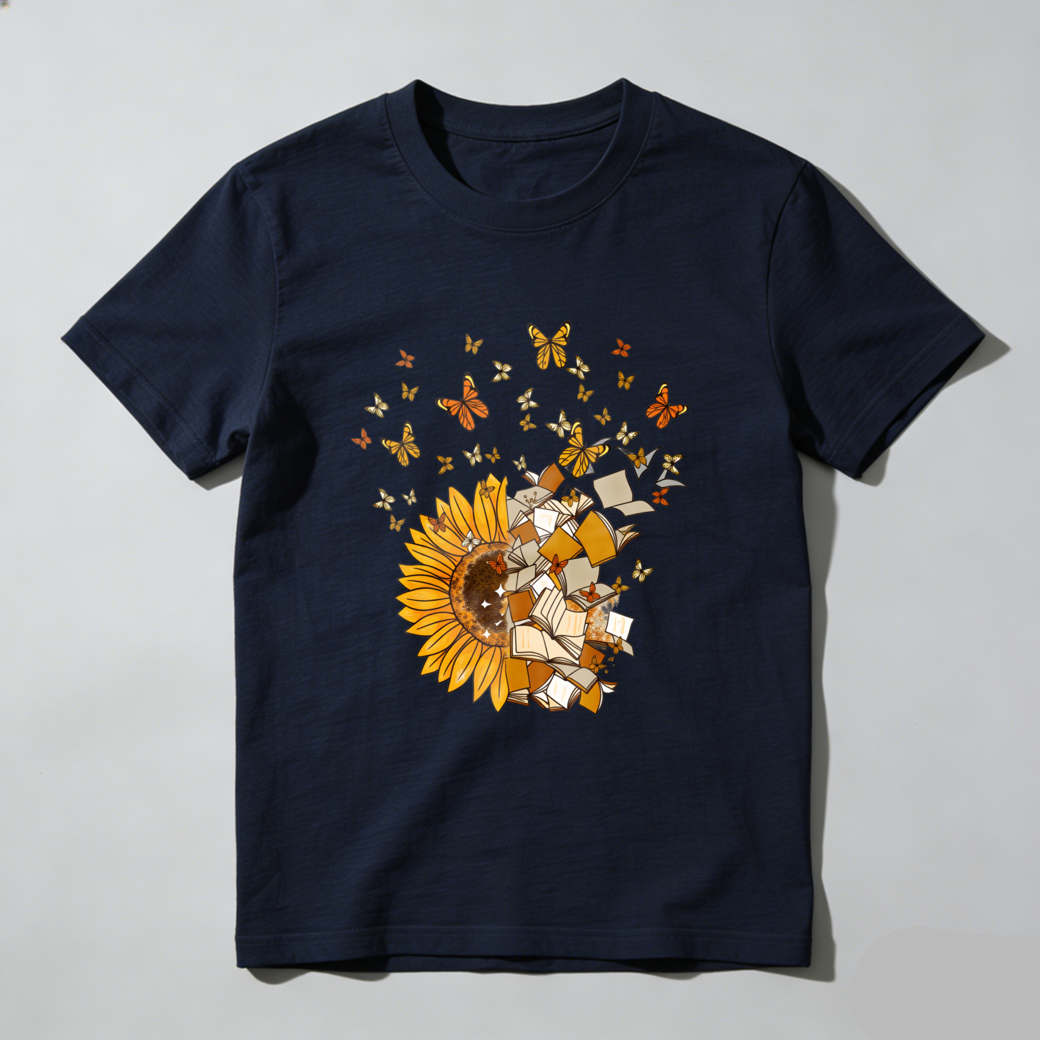 Wardrobecart Sunflower Books Butterflies Reading Nature Art Design Tshirt