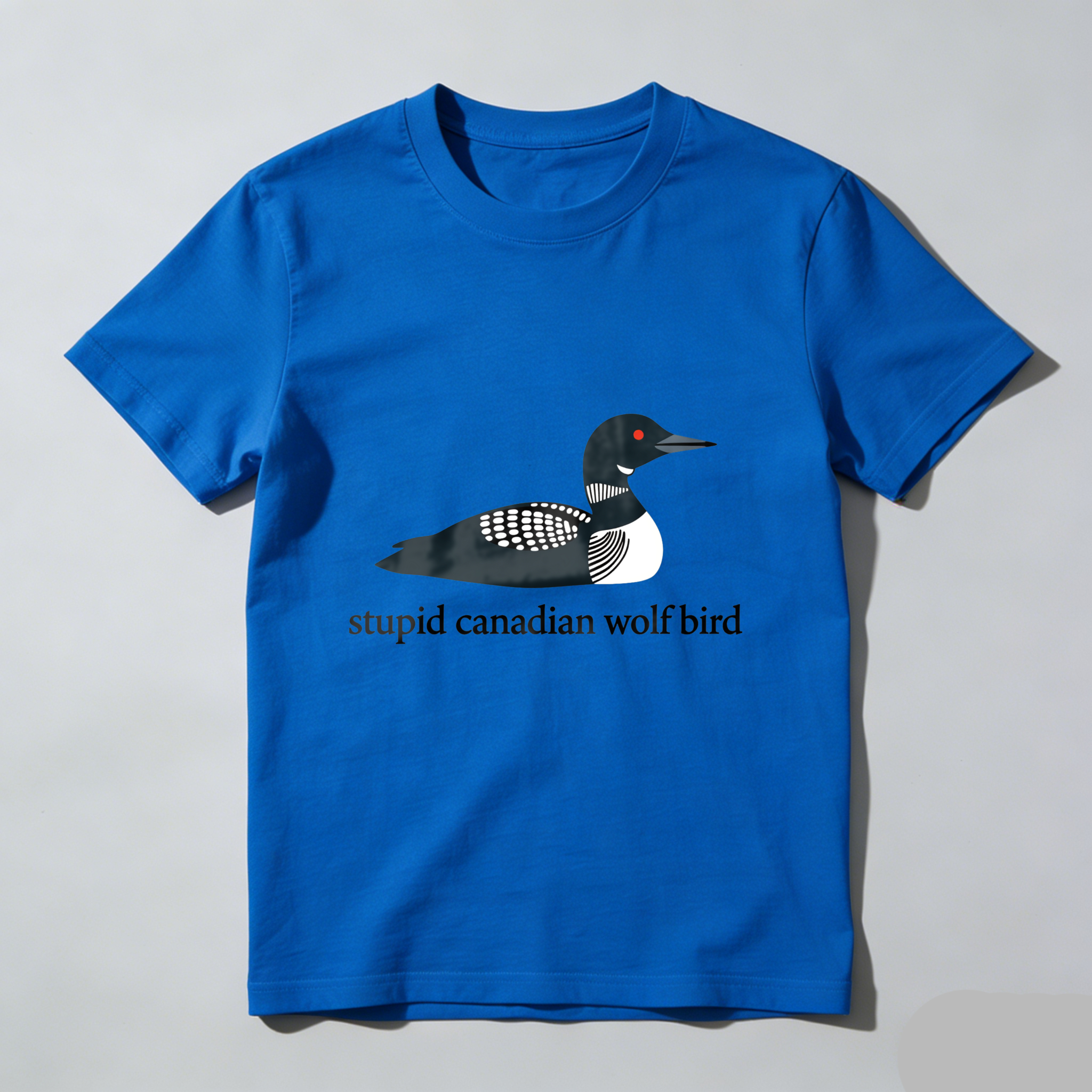 Wardrobecart Loon Bird With Checkered Wings And Red Eye Tshirt