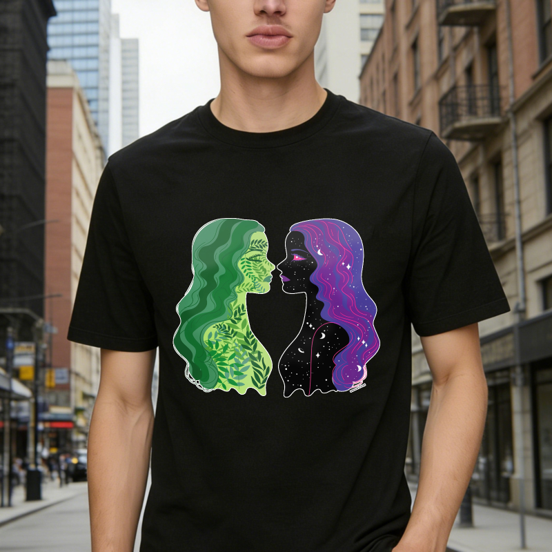 Mother Nature And Space Woman Silhouette, Unisex Classic T-shirt