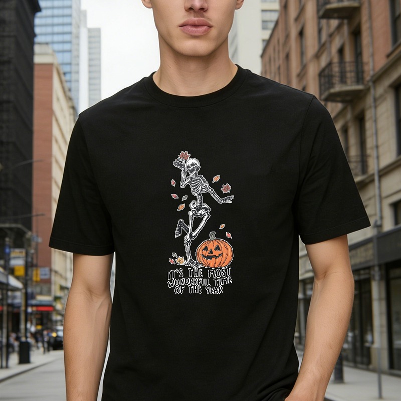 Skeleton Dancing On Pumpkin Its The Most Wonderful Time Of The Year Halloween Unisex Classic T-shirt