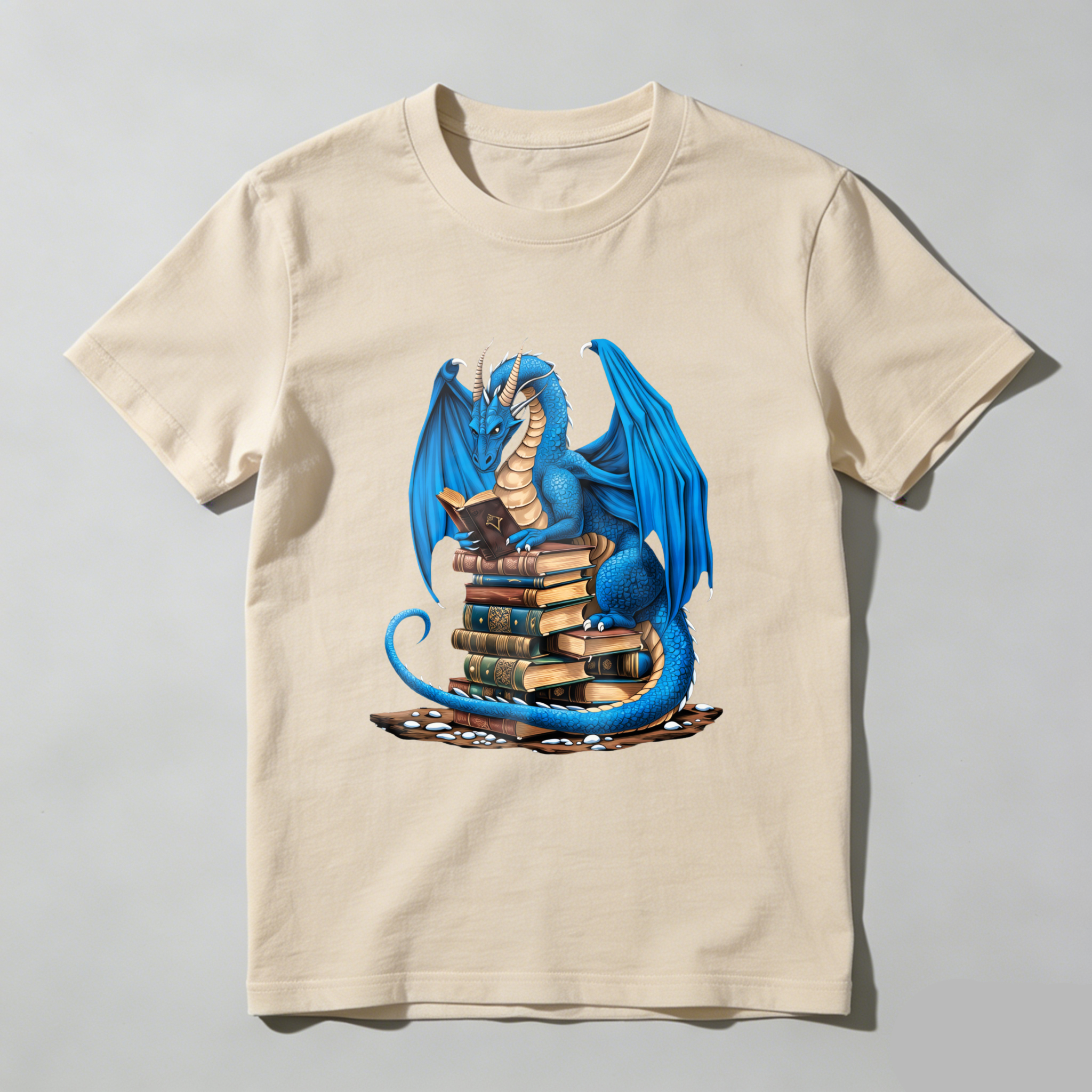Wardrobecart Blue Dragon Reading Books Stack Tshirt