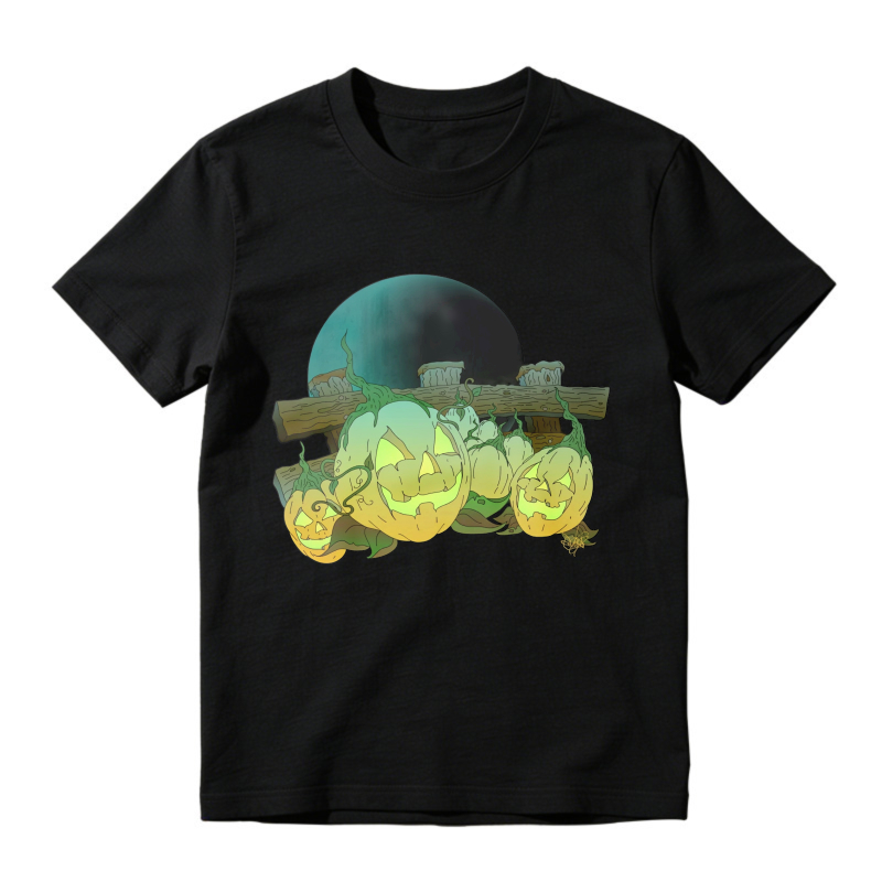 Glowing Jack O Lantern Pumpkins With Full Moon, Unisex Classic T-shirt