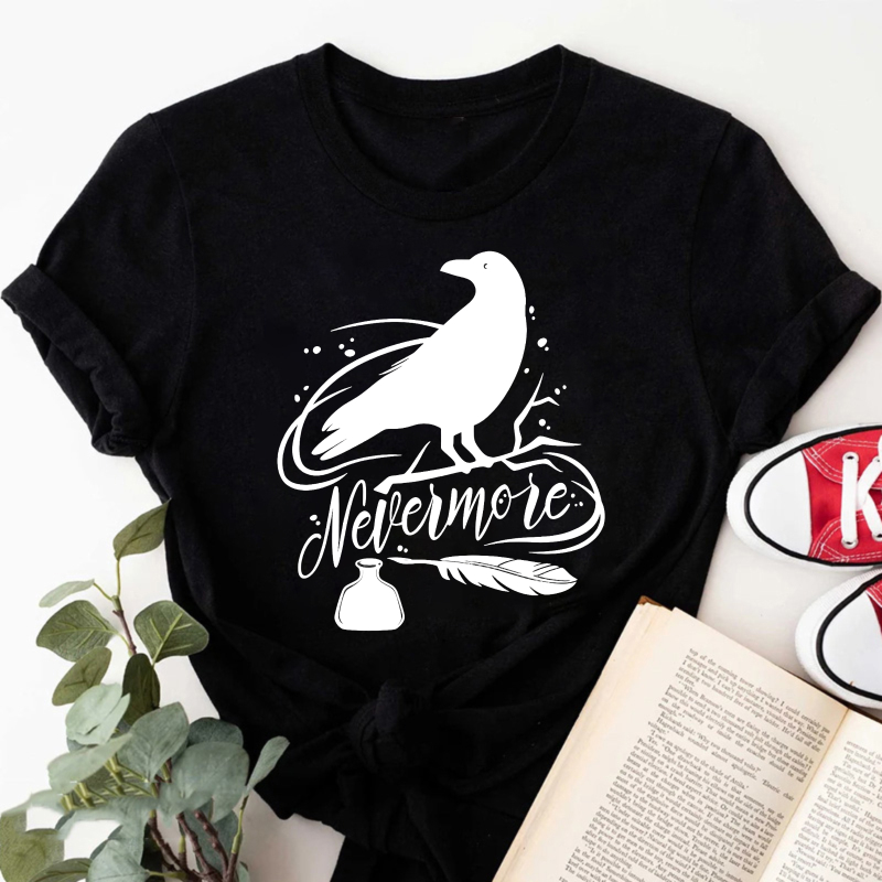 Wardrobecart Nevermore Raven With Feather And Bottle Tshirt
