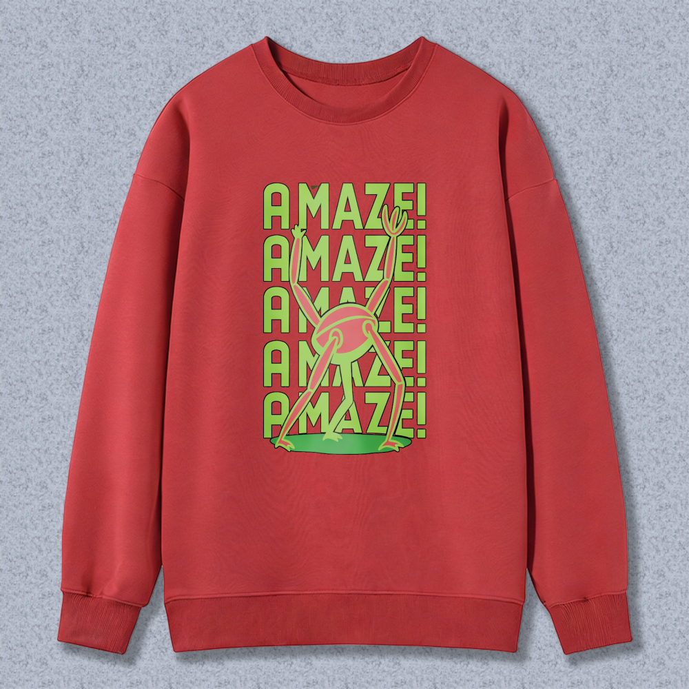 Wardrobecart Amaze Text And Frog Pattern Unisex Classic Sweatshirt