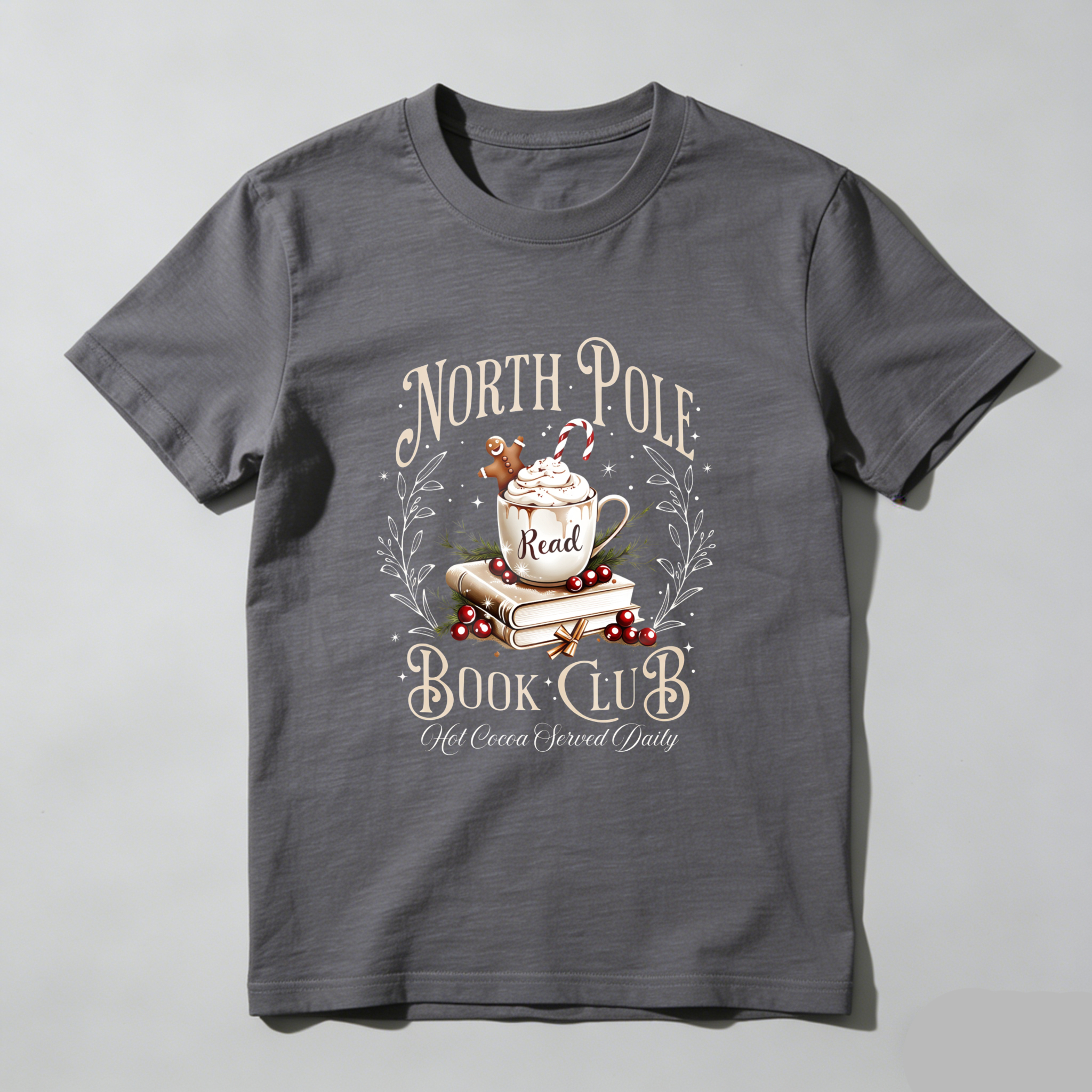 Wardrobecart North Pole Book Club Hot Cocoa Served Daily Tshirt