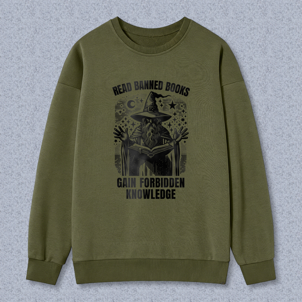 Wardrobecart Read Banned Books Gain Forbidden Knowledge Witch Reading Book Pattern Unisex Classic Sweatshirt