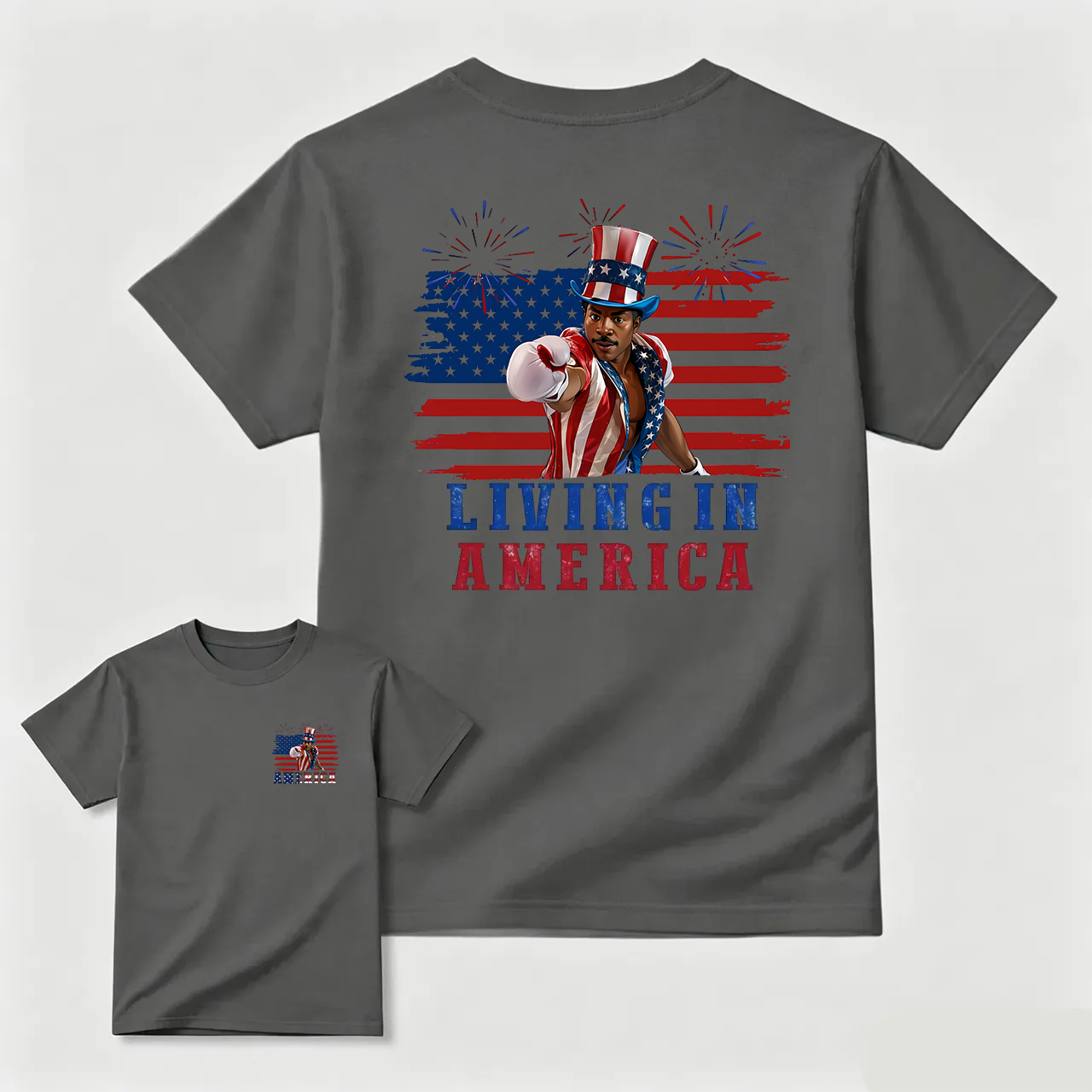 Apollo Creed Living In America July 4th Independence Day Graphic T-Shirt