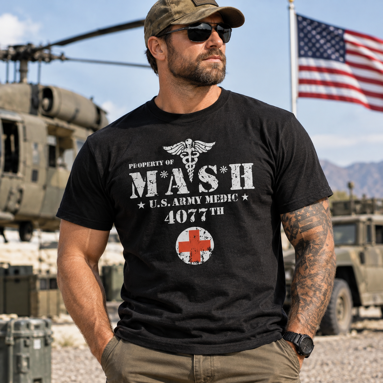 MASH Army Medic Graphic T-Shirt, 4077th Vintage Military Tee, Veteran Appreciation Gift
