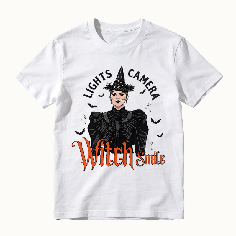 Lights, Camera, Witch Smile! Premium Spooky Season Graphic T-shirt