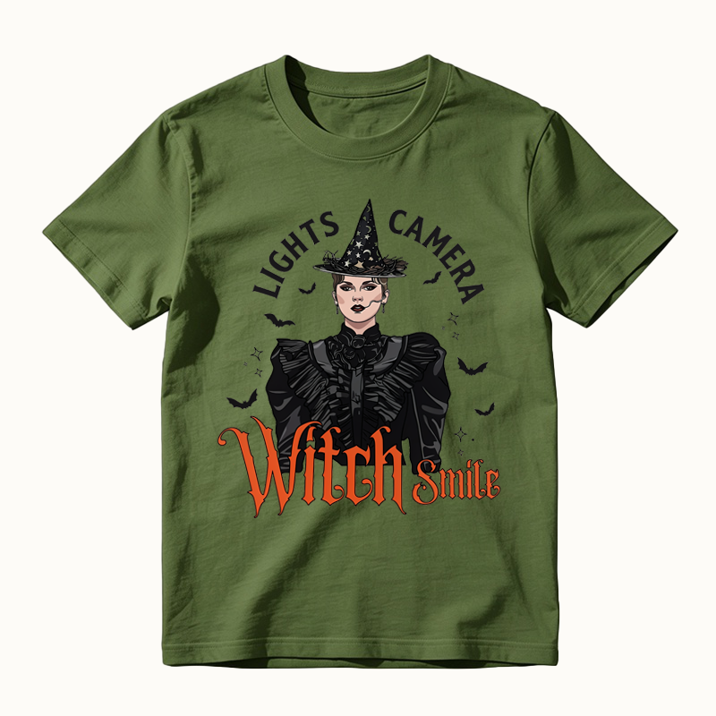 Lights, Camera, Witch Smile! Premium Spooky Season Graphic T-shirt