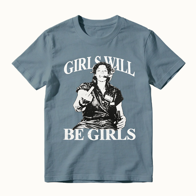 Girls Will Be Girls Dark Feminist T-Shirt, Vintage Crime Inspired Graphic Tee