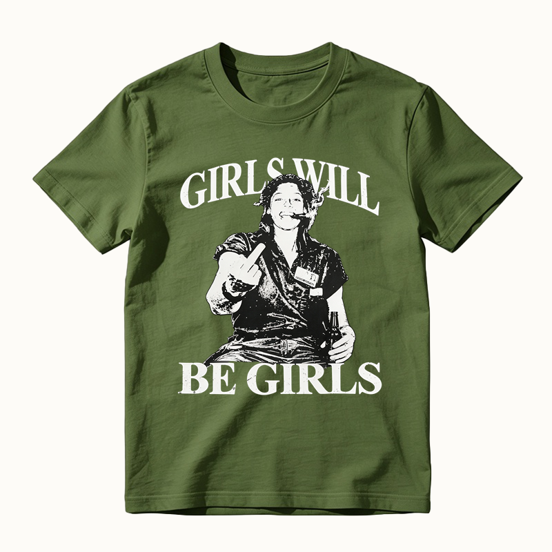 Girls Will Be Girls Dark Feminist T-Shirt, Vintage Crime Inspired Graphic Tee