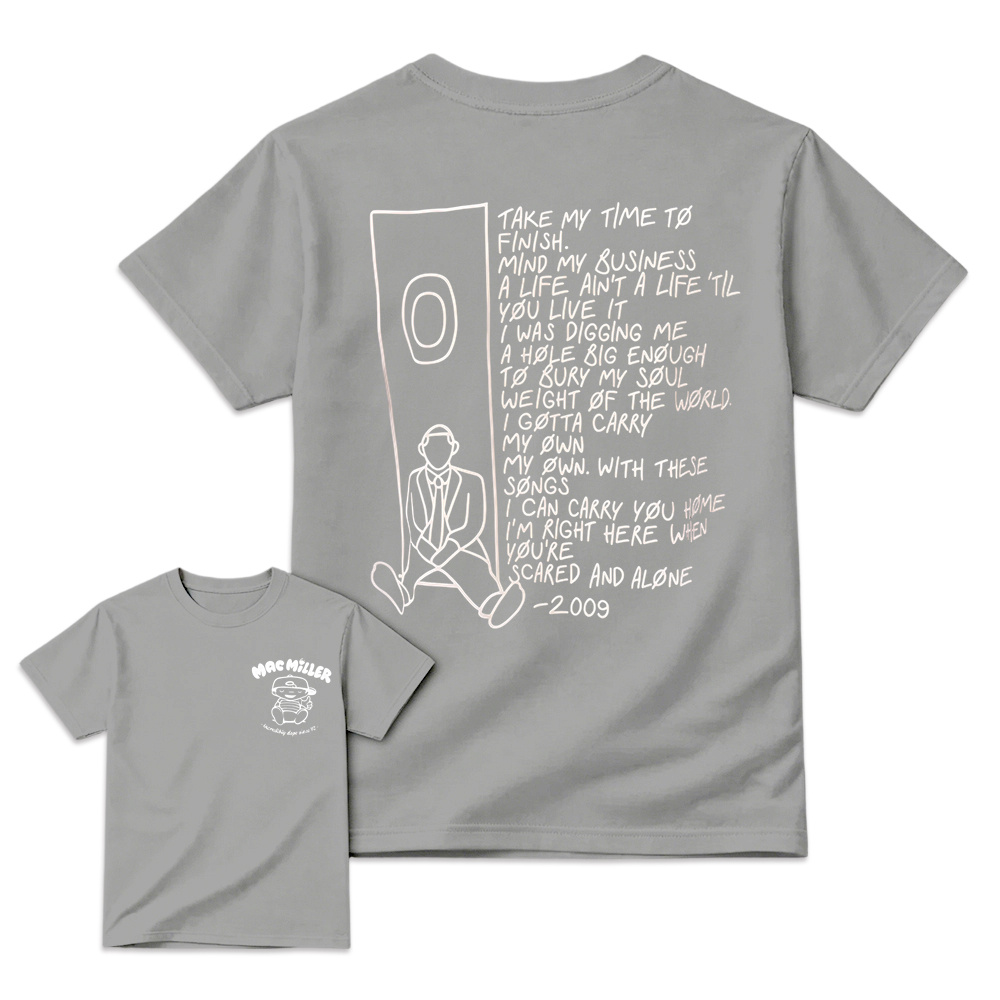 Mac Miller Pocket Logo Shirt | 2009 Song Lyrics Back Print Tee