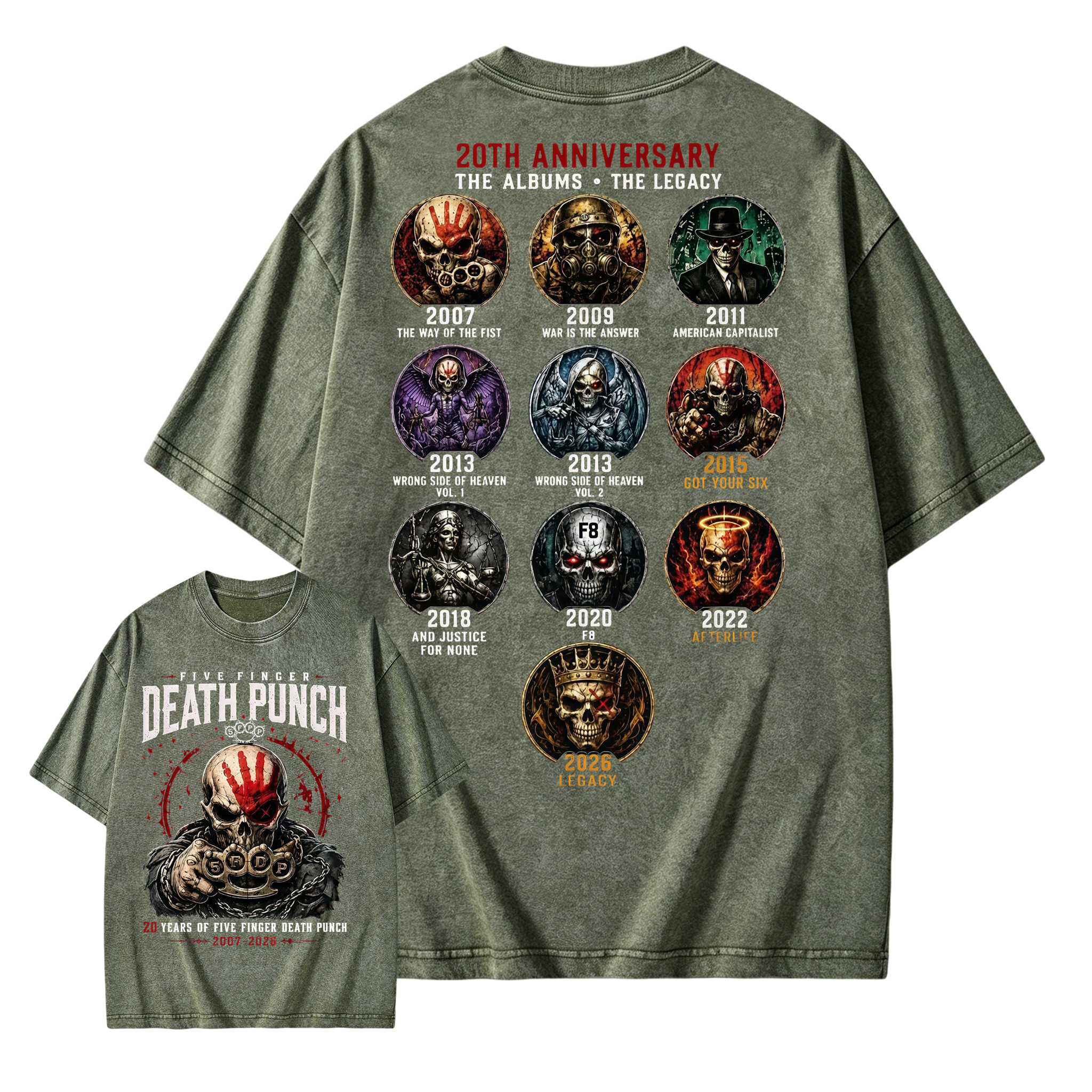 Five Finger Death Punch Rock Band Heavy Metal Music Washed T-Shirt