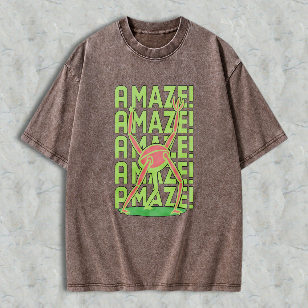 Wardrobecart Amazing Frog Stacked Text Design Unisex Washed T-shirt