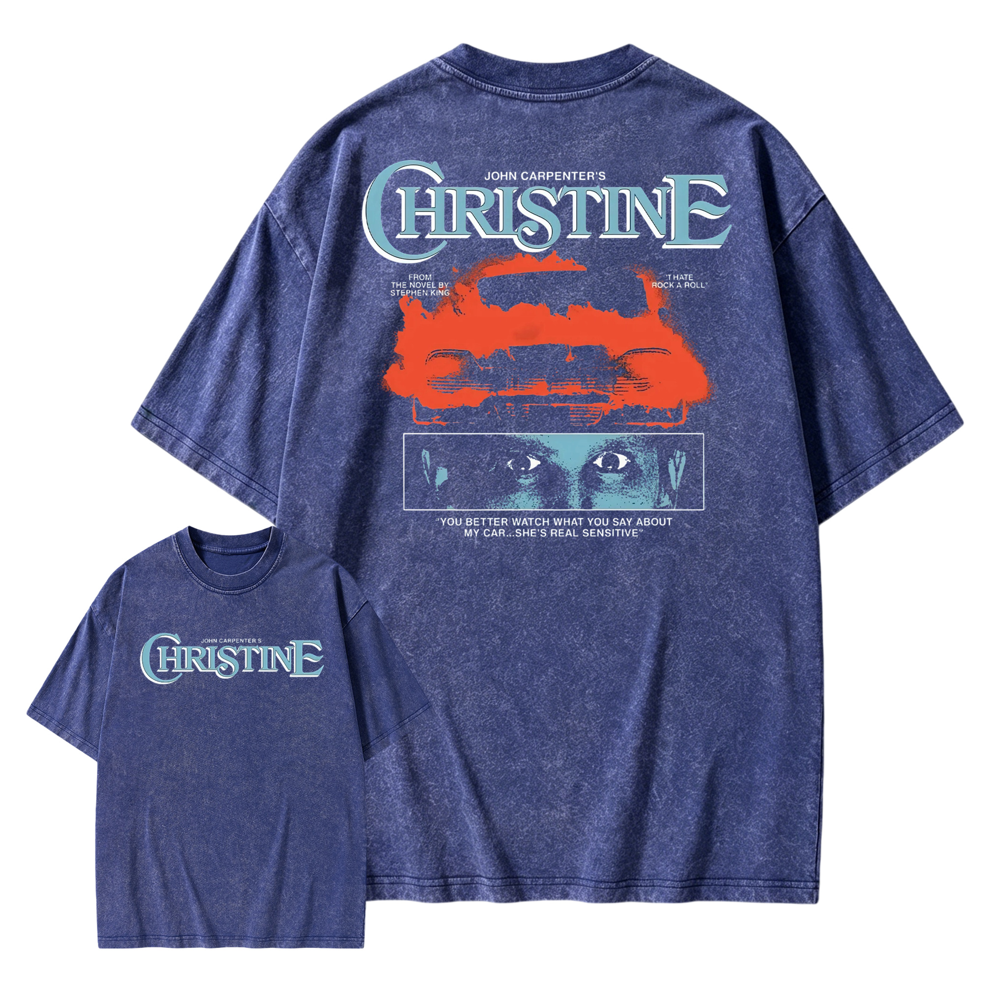 Christ1ne Inspired Retro Car Horror Movie Graphic Washed T-shirt