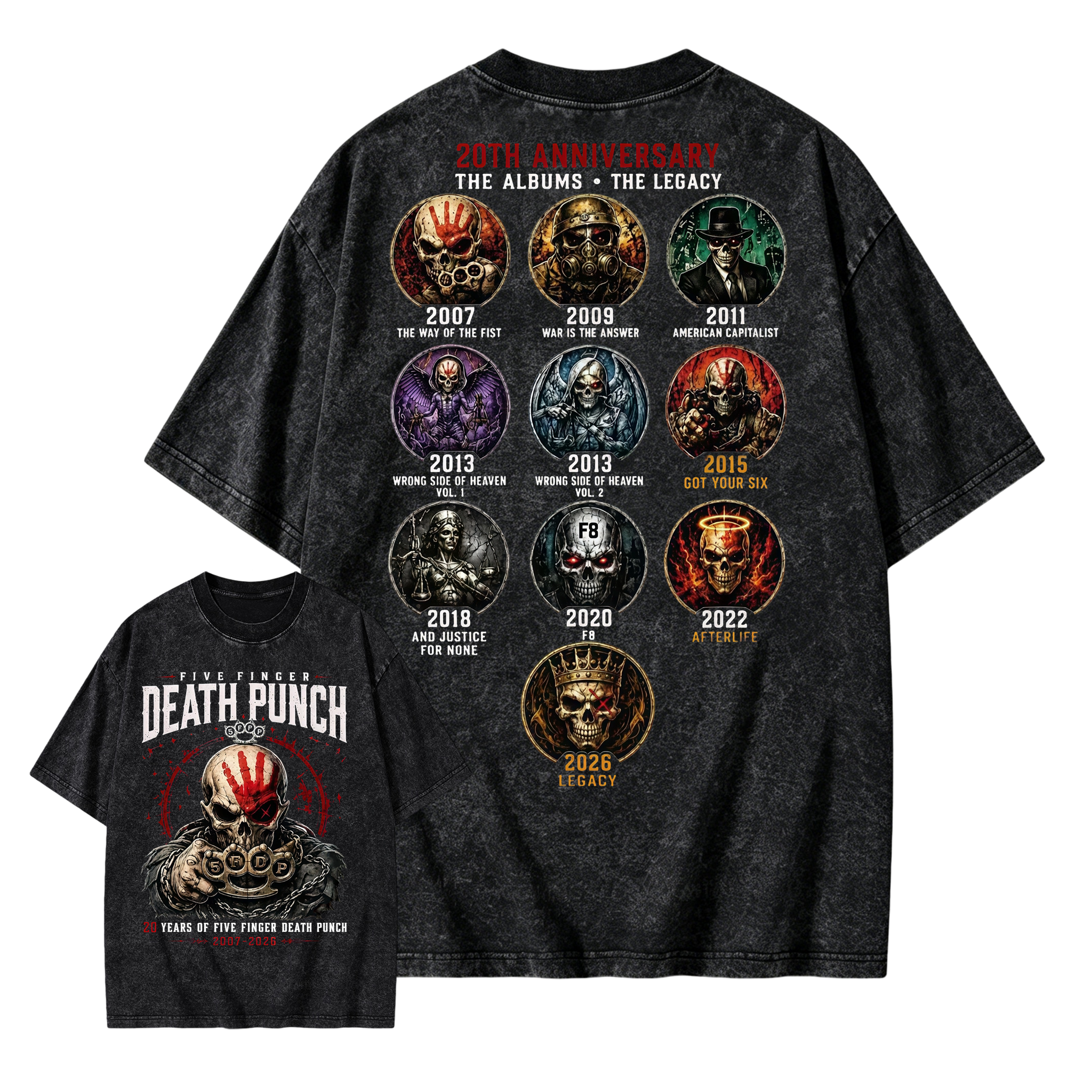 Five Finger Death Punch Rock Band Heavy Metal Music Washed T-Shirt