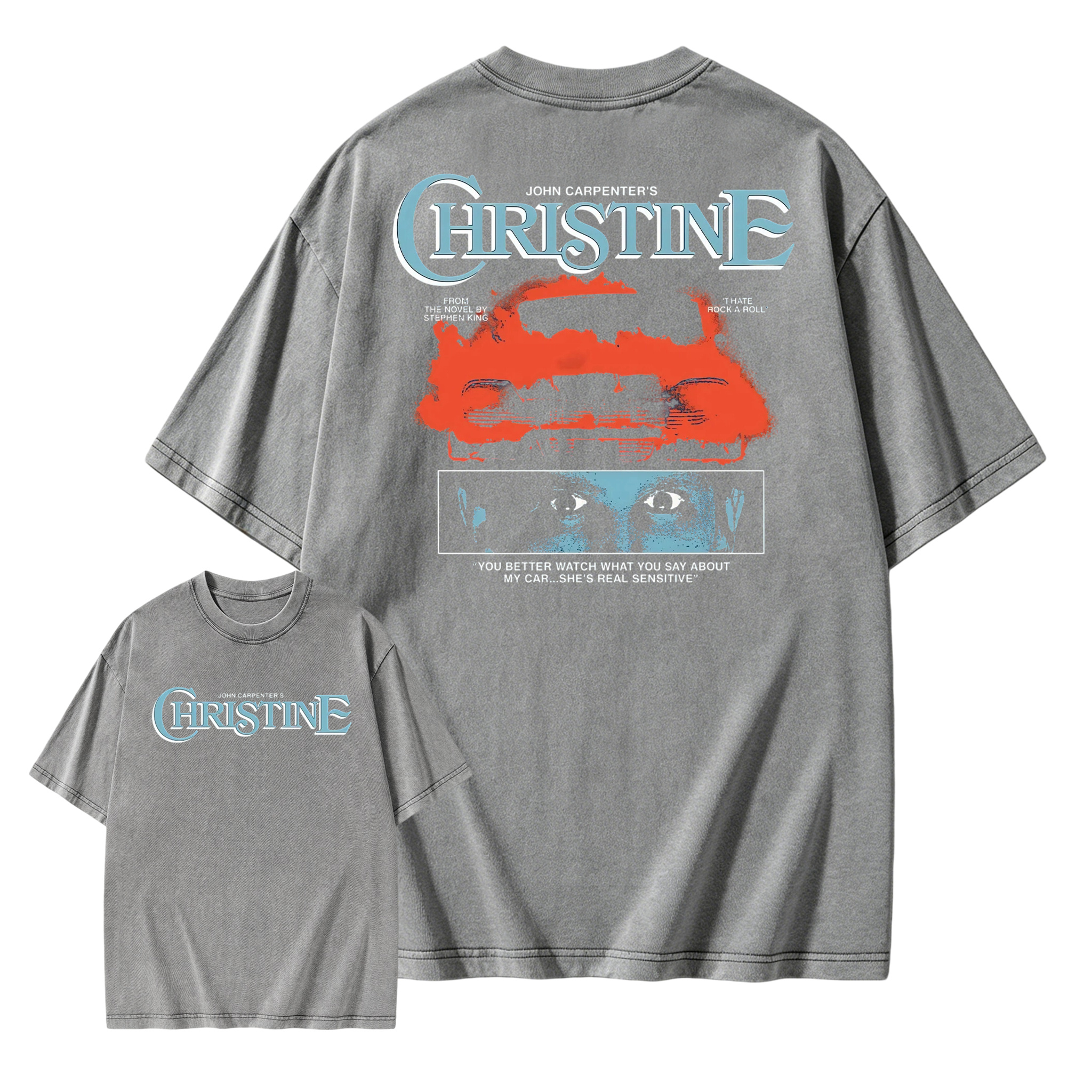 Christ1ne Inspired Retro Car Horror Movie Graphic Washed T-shirt