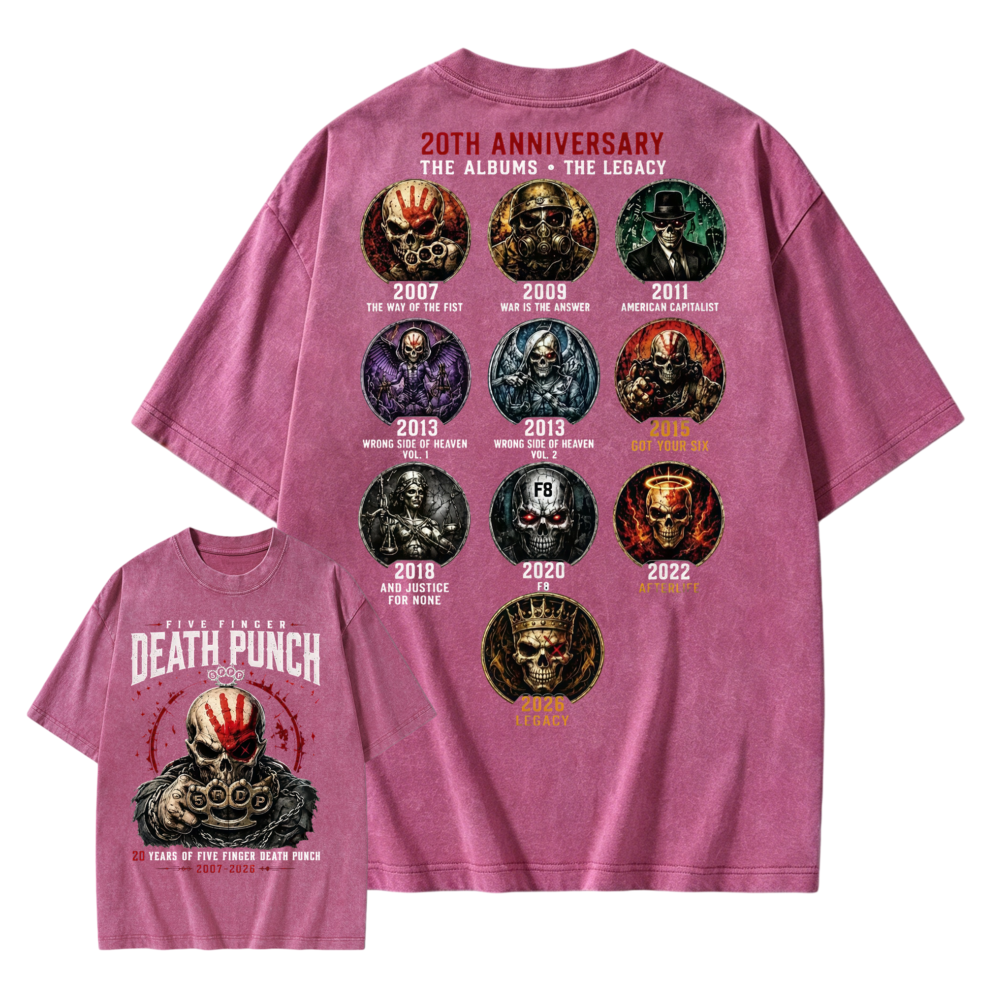 Five Finger Death Punch Rock Band Heavy Metal Music Washed T-Shirt