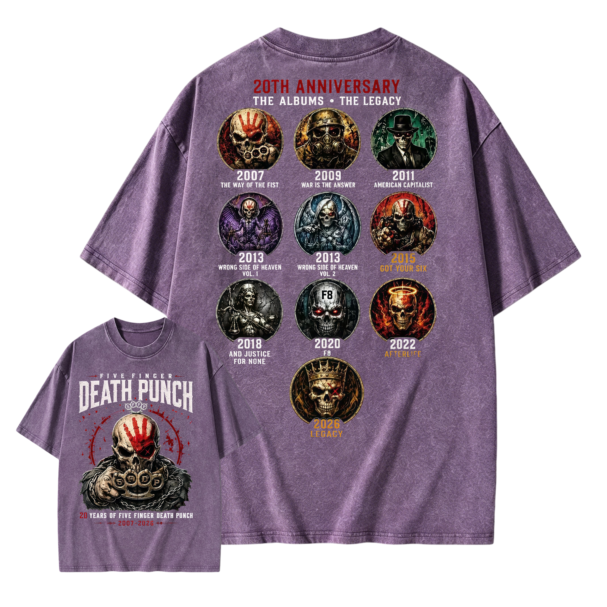 Five Finger Death Punch Rock Band Heavy Metal Music Washed T-Shirt