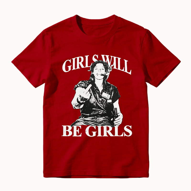 Girls Will Be Girls Dark Feminist T-Shirt, Vintage Crime Inspired Graphic Tee