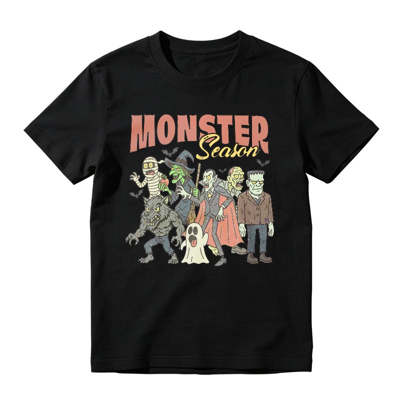 Monster Season Halloween Funny Horror Characters Group Vintage Unisex Classic T-shirt