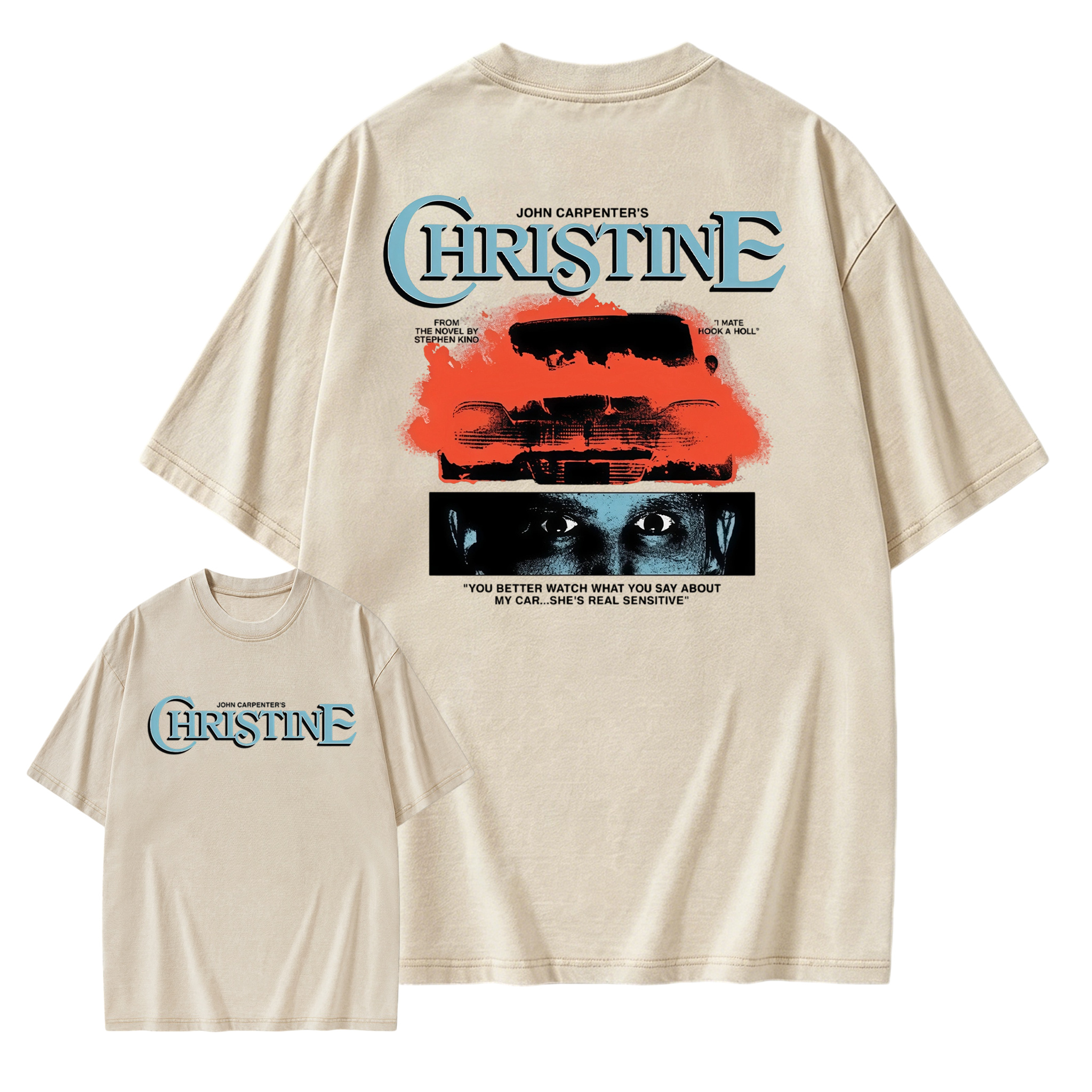 Christ1ne Inspired Retro Car Horror Movie Graphic Washed T-shirt