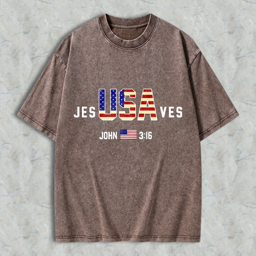 Jesus Usa Loves John 316 Washed T-shirt