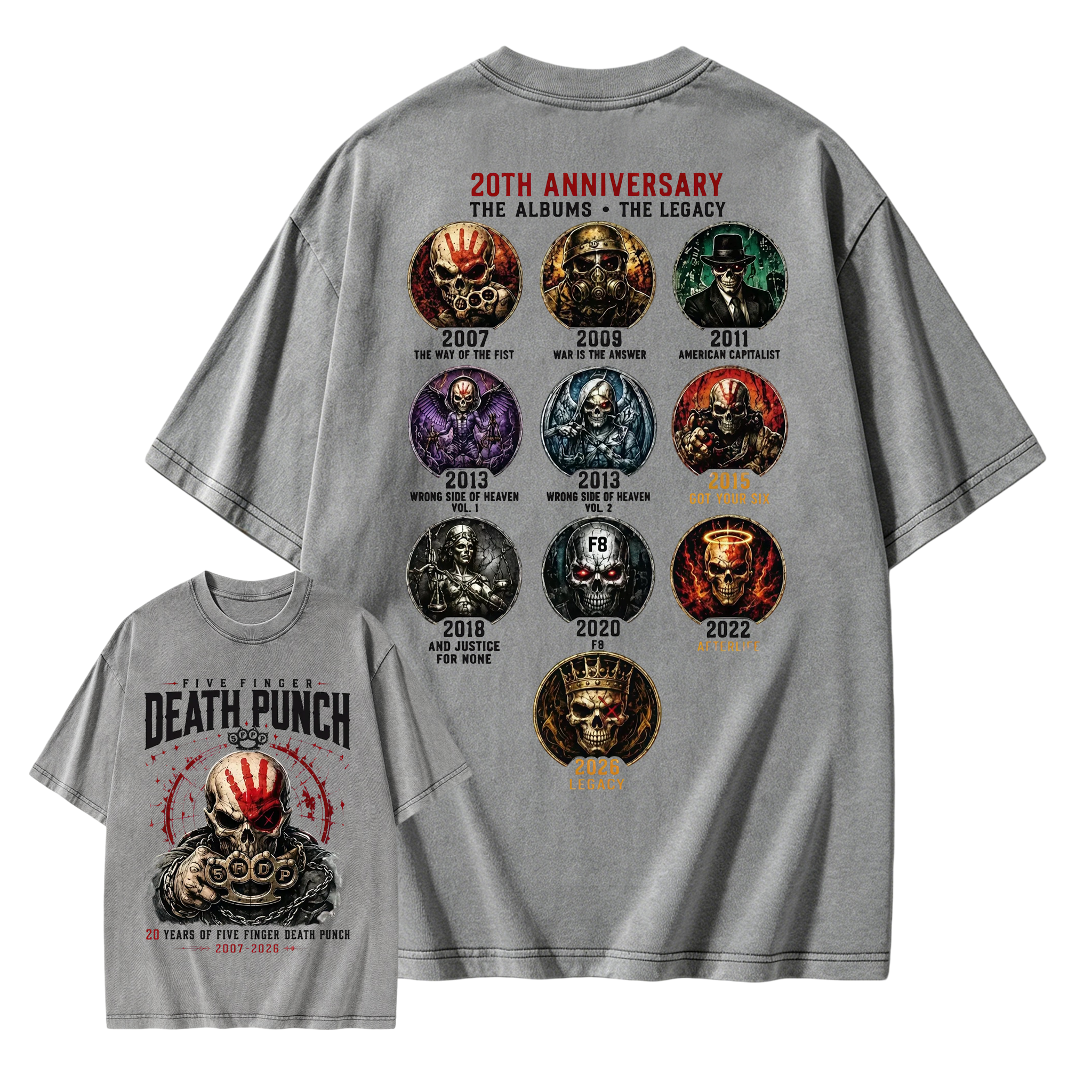 Five Finger Death Punch Rock Band Heavy Metal Music Washed T-Shirt