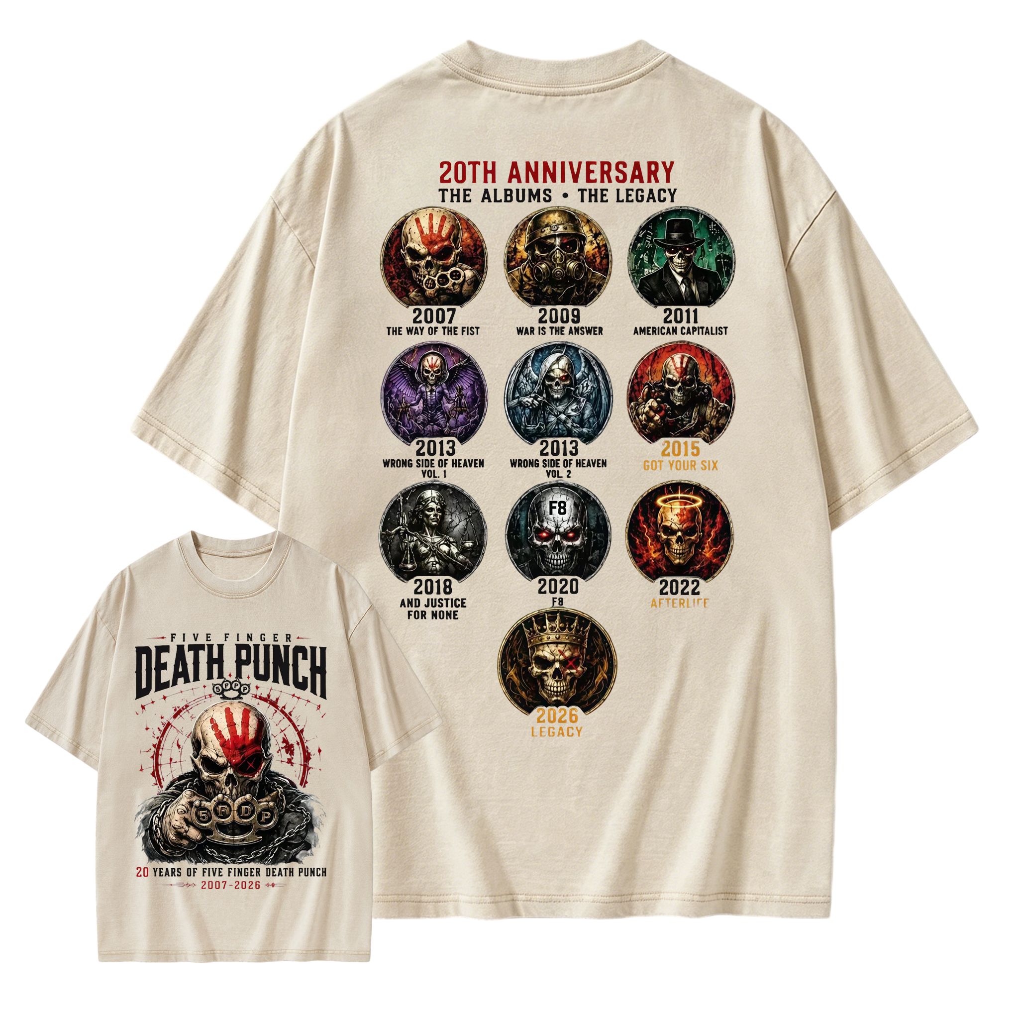 Five Finger Death Punch Rock Band Heavy Metal Music Washed T-Shirt
