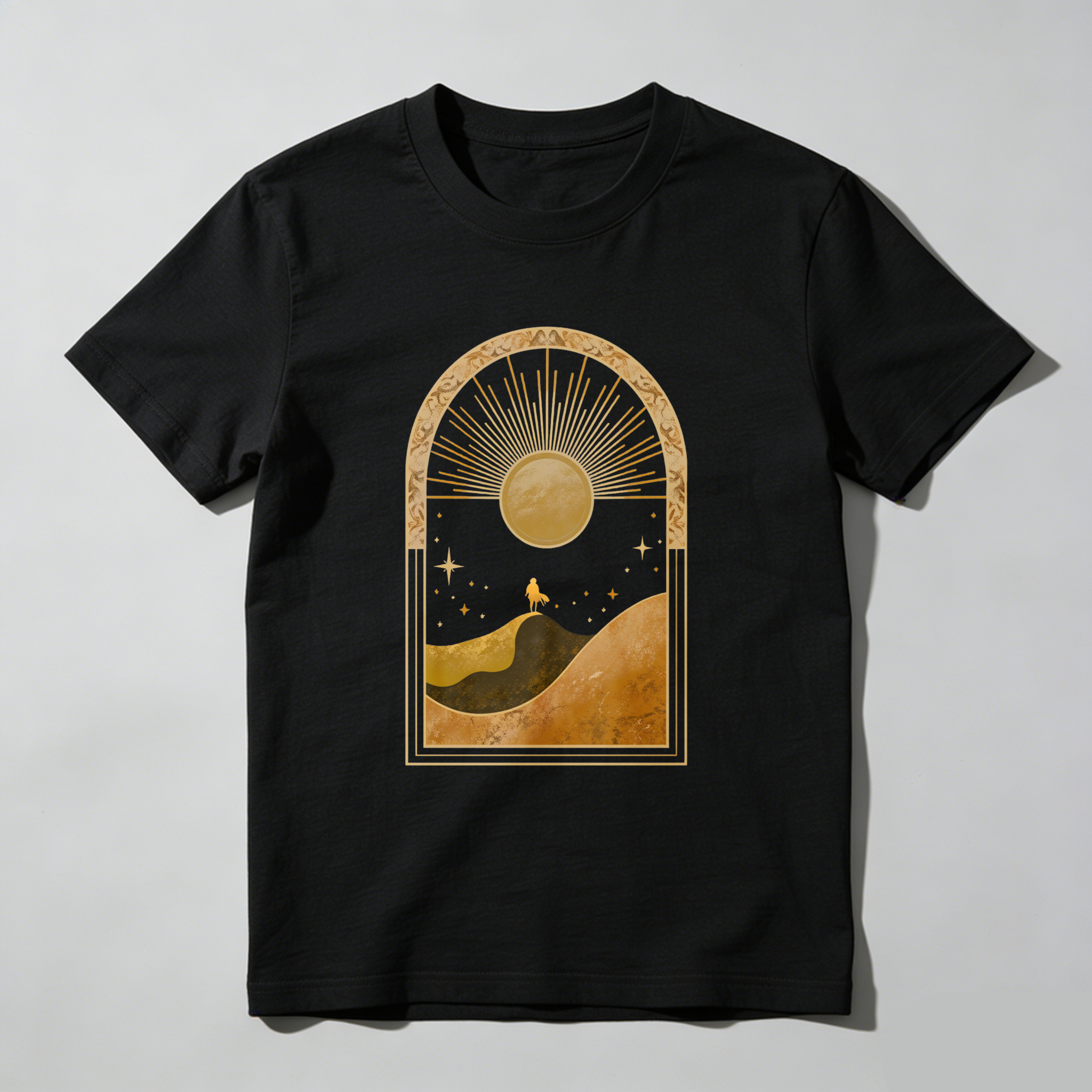 Wardrobecart Sunset Landscape With Stars And Camel Tshirt